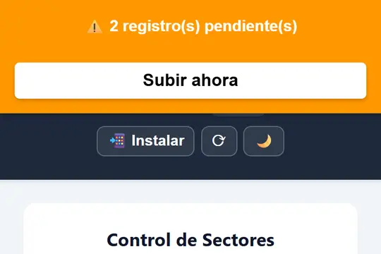Barra naranja con registros pendientes